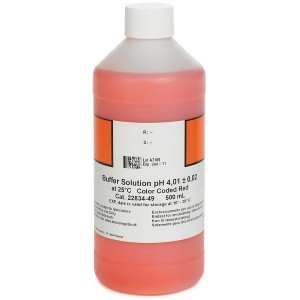 Solucion de pH 4, hach, 500ml, color rojo
